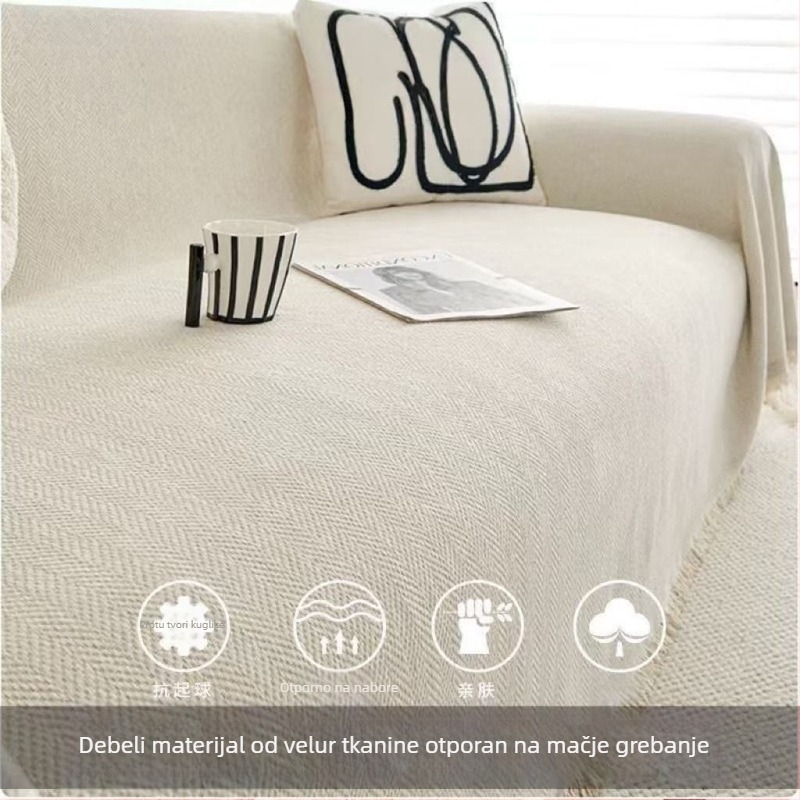 Chenille navlaka za kauč, univerzalna, jednoplošno potpuno pokriće, otporna na ogrebotine mačaka, za sve sezone, minimalistički stil