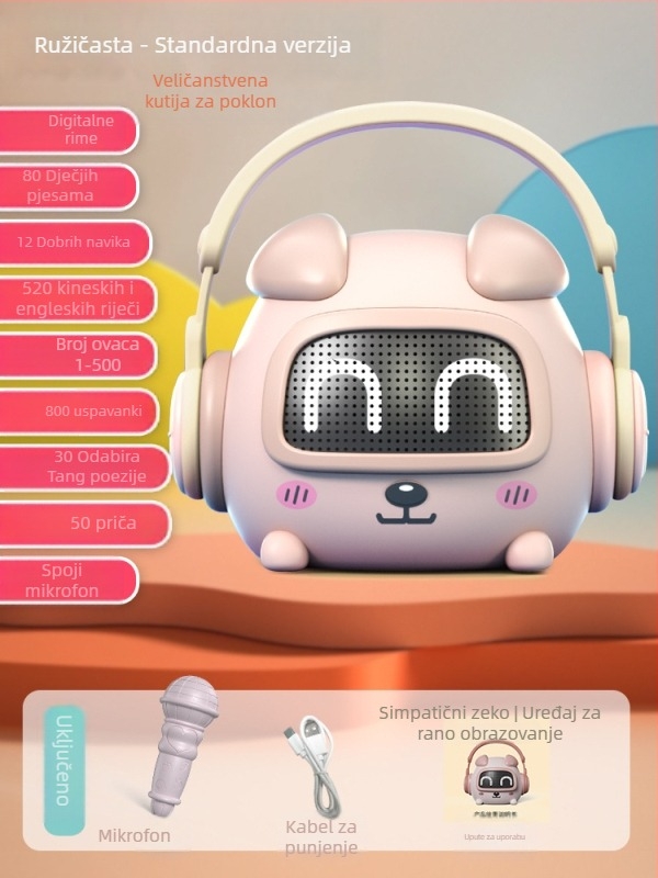 Dječji pametni stroj za rano obrazovanje — pričanje priča, Bluetooth, daljinsko upravljanje, punjiv, glazba; plastično tijelo; za dob 0–3 godine