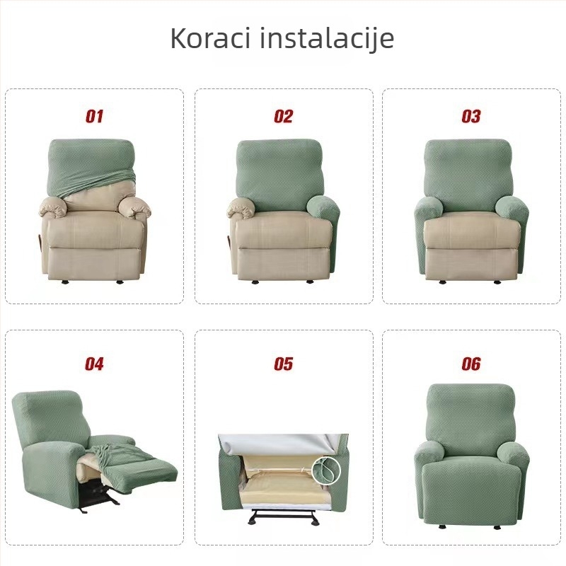 Presvlaka za jednosjednu sofu (elastična; poliester; za jednosjednu sofu; minimalistički stil; prilagodljiva)