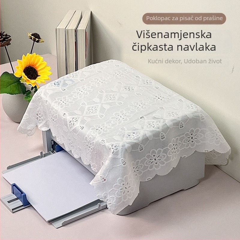 Čipkasti poklopac za pisač, zaštita od prašine za fax, jednostavan tekstilni uredski dekor, 80×80 cm