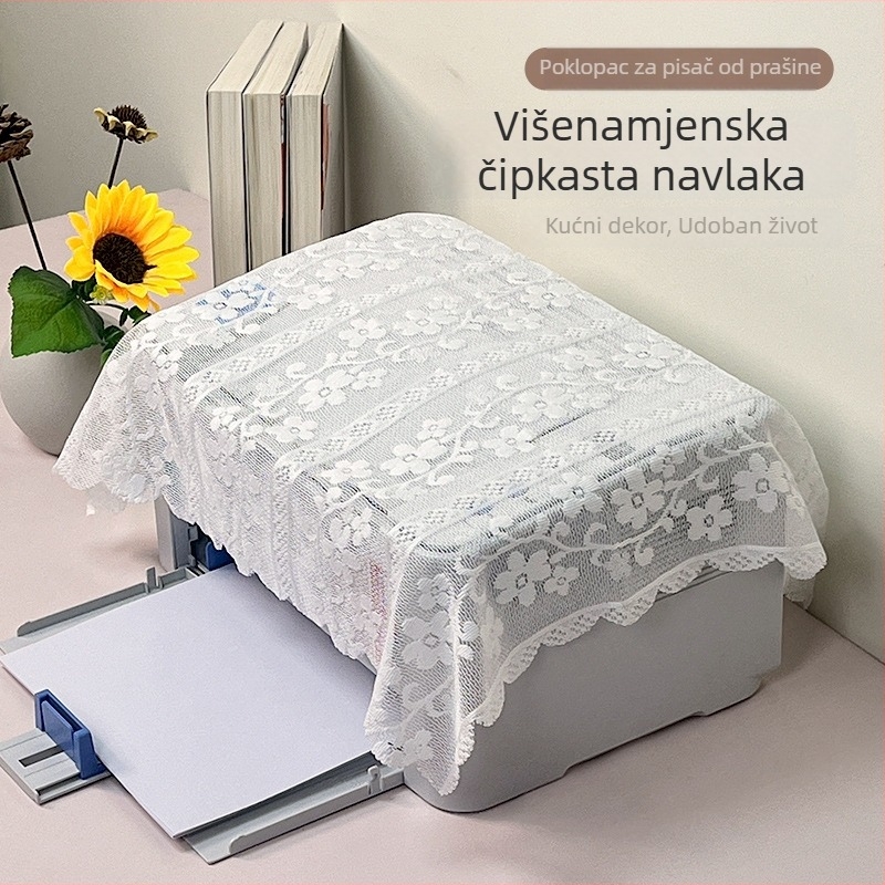 Čipkasti poklopac za pisač, zaštita od prašine za fax, jednostavan tekstilni uredski dekor, 80×80 cm