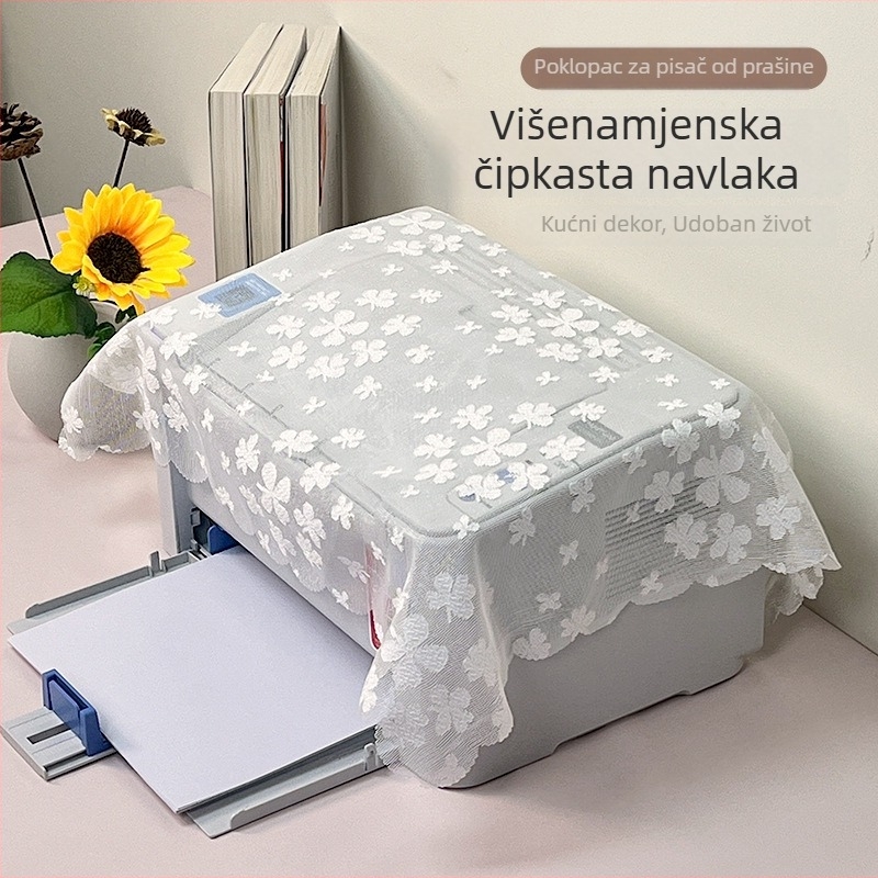 Čipkasti poklopac za pisač, zaštita od prašine za fax, jednostavan tekstilni uredski dekor, 80×80 cm
