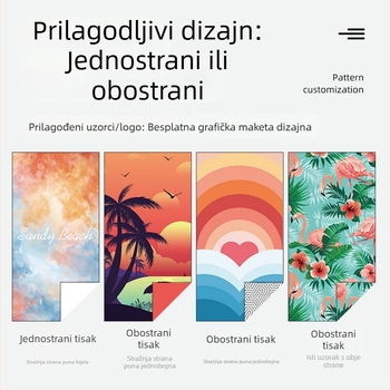 Dvostrano velur mikrovlaknasti plažni ručnik, upija i brzo se suši, s otiskom.