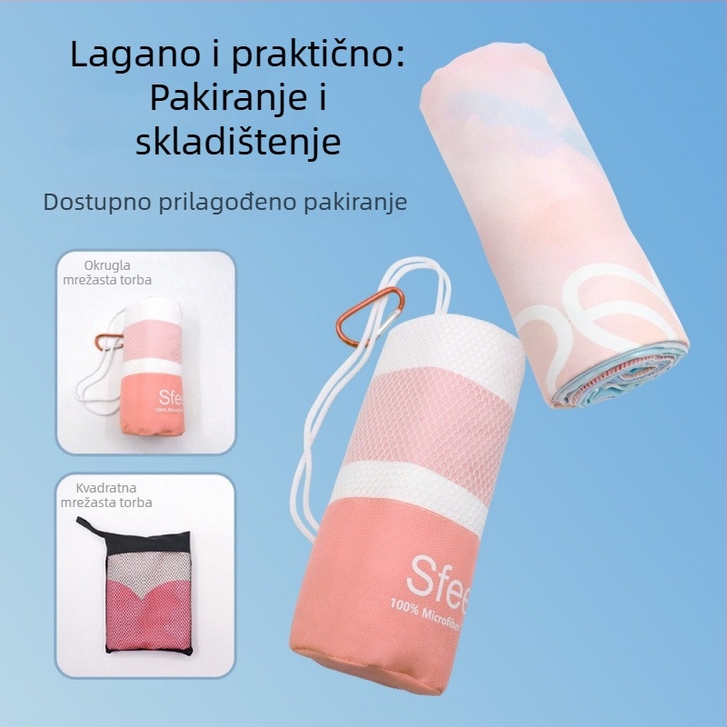 Dvostrano velur mikrovlaknasti plažni ručnik, upija i brzo se suši, s otiskom.