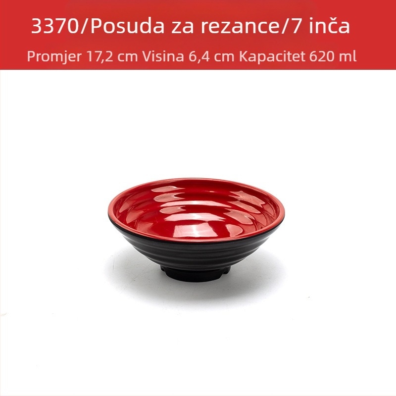 Melaminski set zdjela sa žličicom — nepravilnog oblika, glazirana površina, jedinstven uzorak, otisak loga