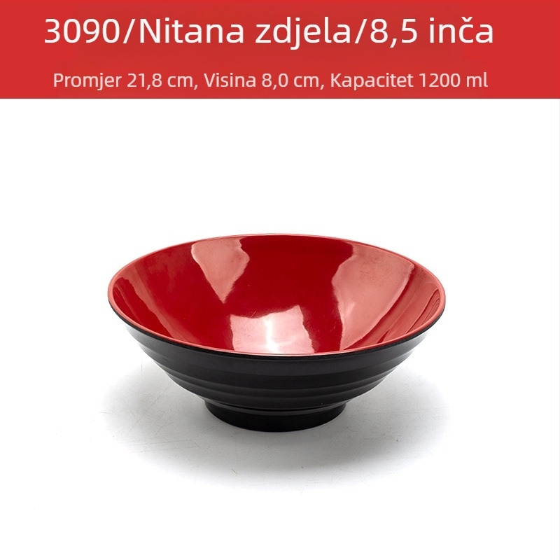 Melaminski set zdjela sa žličicom — nepravilnog oblika, glazirana površina, jedinstven uzorak, otisak loga
