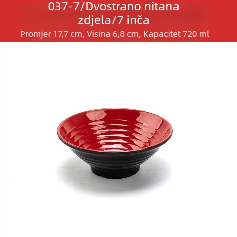 Melaminski set zdjela sa žličicom — nepravilnog oblika, glazirana površina, jedinstven uzorak, otisak loga