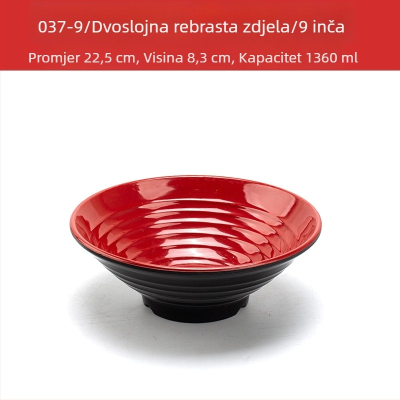 Melaminski set zdjela sa žličicom — nepravilnog oblika, glazirana površina, jedinstven uzorak, otisak loga