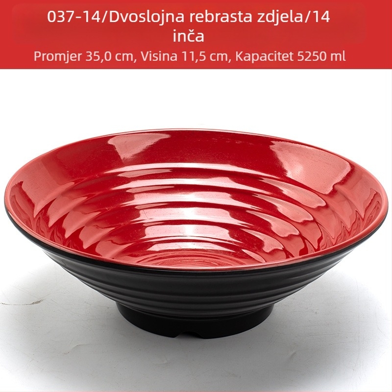 Melaminski set zdjela sa žličicom — nepravilnog oblika, glazirana površina, jedinstven uzorak, otisak loga