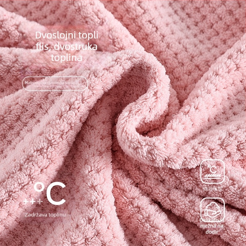 Kupaonska krpa s kapuljačom u stilu haljine, koral fleece, 100% poliester, 450 g, za jesen, unisex odrasli