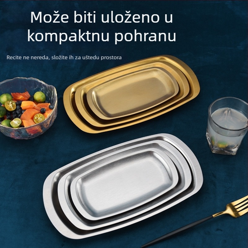 Nehrđajući čelična kvadratna ploča za korejski BBQ, mikrovalna kompatibilna, ispis logotipa, prilagodljiva