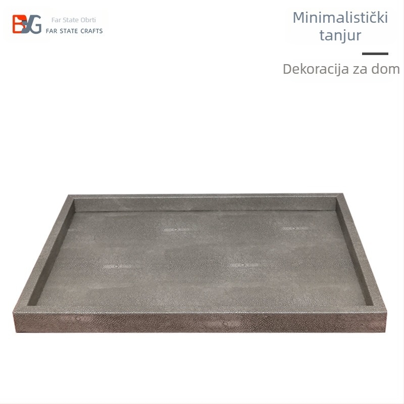Dekorativni pladanj za dnevni boravak – jednostavan pravokutni dizajn, novi kineski stil, ručna izrada; materijali: drvo, koža, baršun; površina: druga; pakiranje: karton