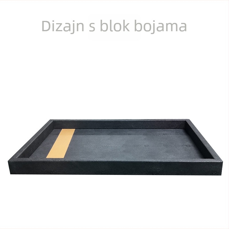 Dekorativni pladanj za dnevni boravak – jednostavan pravokutni dizajn, novi kineski stil, ručna izrada; materijali: drvo, koža, baršun; površina: druga; pakiranje: karton