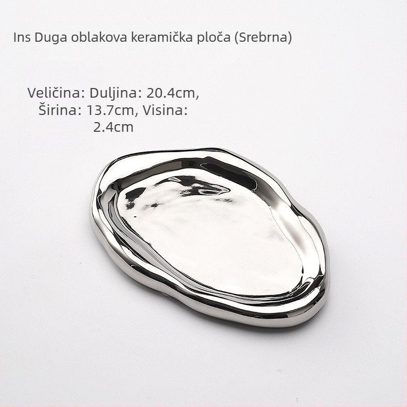 Keramički pladanj s motivom oblaka za pohranu nakita i izložbu aromaterapije, stalak za ključeve u hodniku (Materijal: keramika; Prilagodba: Da; Površina: Elektropliranje, Glazura)