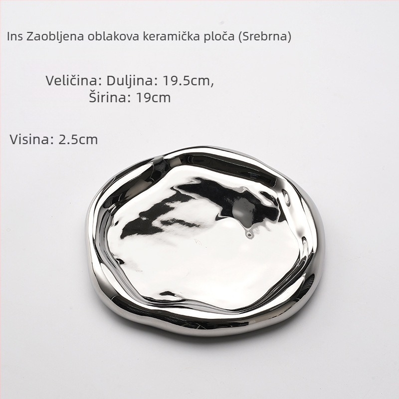Keramički pladanj s motivom oblaka za pohranu nakita i izložbu aromaterapije, stalak za ključeve u hodniku (Materijal: keramika; Prilagodba: Da; Površina: Elektropliranje, Glazura)