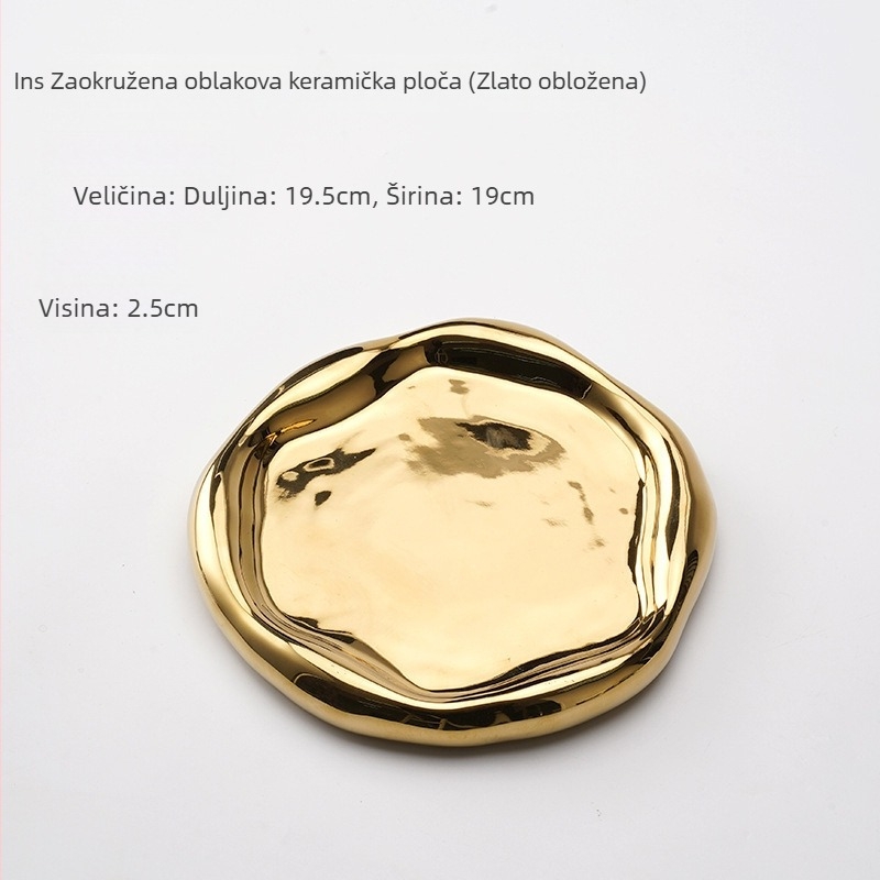 Keramički pladanj s motivom oblaka za pohranu nakita i izložbu aromaterapije, stalak za ključeve u hodniku (Materijal: keramika; Prilagodba: Da; Površina: Elektropliranje, Glazura)