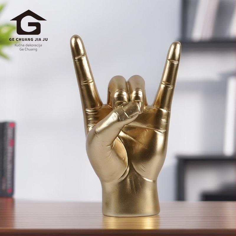 Figura od smole s rock gestom ruke – stolna dekoracija za dom, bar i ured | Brand: Guchuang | Ručni rad od smole | Težina: 0.46 kg