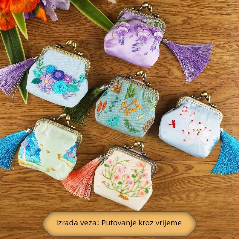 Meian novčanik za kovanice - Su embroidery, Novi kineski stil, Motiv pejzaža, Vez na tkanini