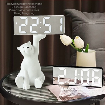 Stolni sat s pretincem za ključeve — smola, prilagodljiv dizajn, korejski stil, pametni alarmni sat