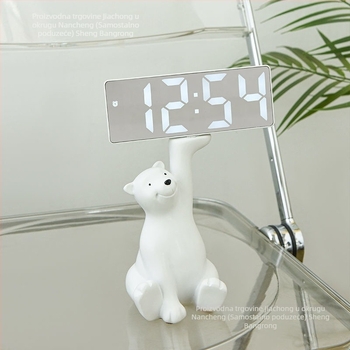 Stolni sat s pretincem za ključeve — smola, prilagodljiv dizajn, korejski stil, pametni alarmni sat