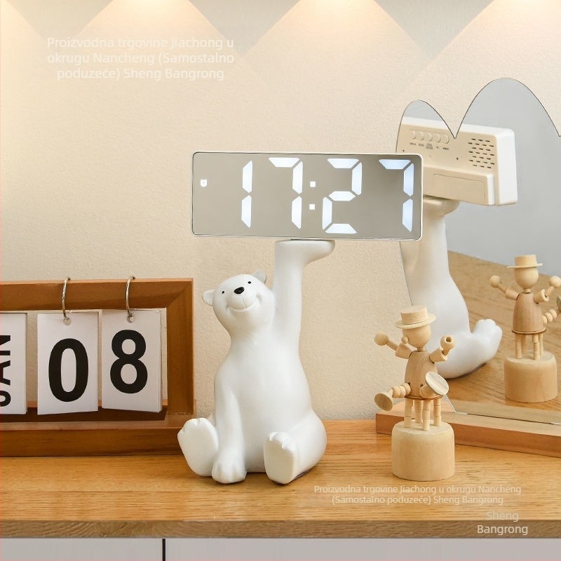 Stolni sat s pretincem za ključeve — smola, prilagodljiv dizajn, korejski stil, pametni alarmni sat