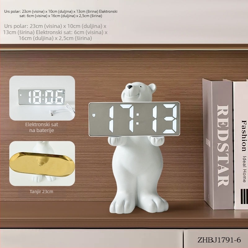 Stolni sat s pretincem za ključeve — smola, prilagodljiv dizajn, korejski stil, pametni alarmni sat