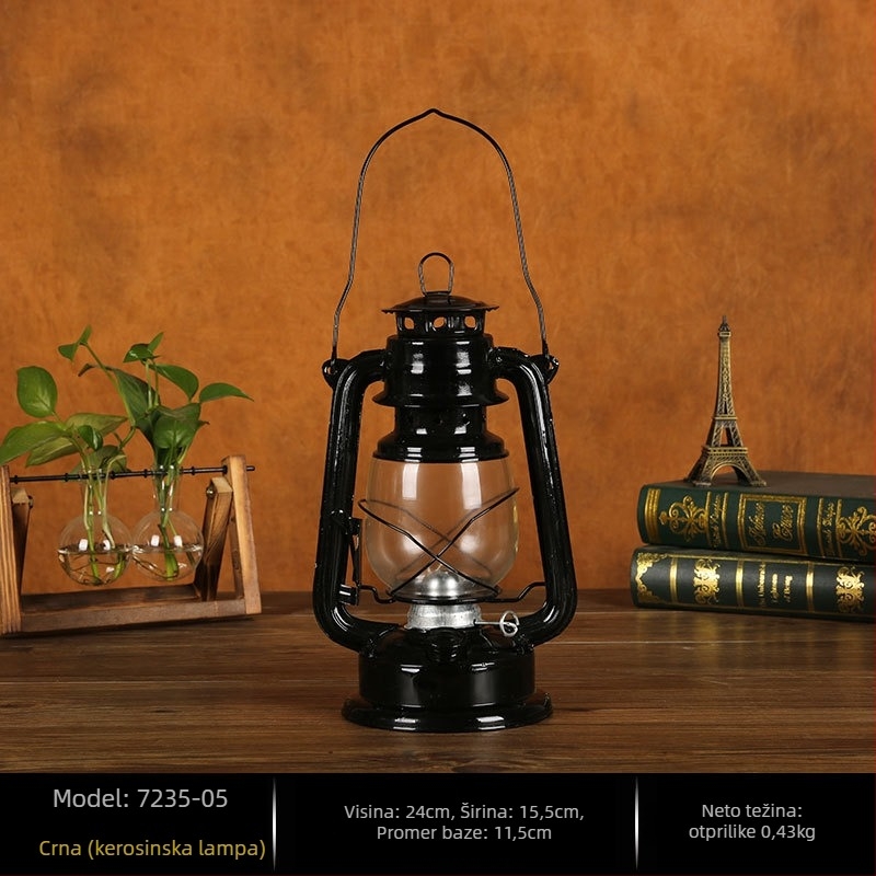 Željezna kerosen lampa za kućnu dekoraciju, retro industrijski stil, dekorativno rasvjetno tijelo za vanjsku upotrebu, bar i gostionica