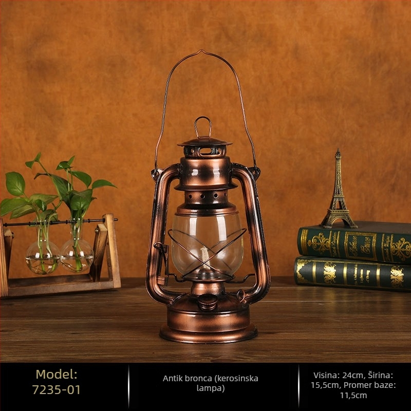 Željezna kerosen lampa za kućnu dekoraciju, retro industrijski stil, dekorativno rasvjetno tijelo za vanjsku upotrebu, bar i gostionica