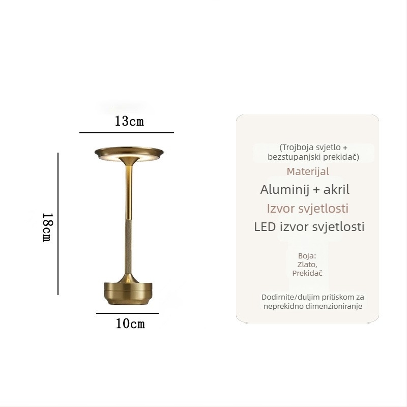 Aluminijska stolna lampa u nordskom stilu, model Flying Saucer Table Lamp, 3W, dodirni prekidač