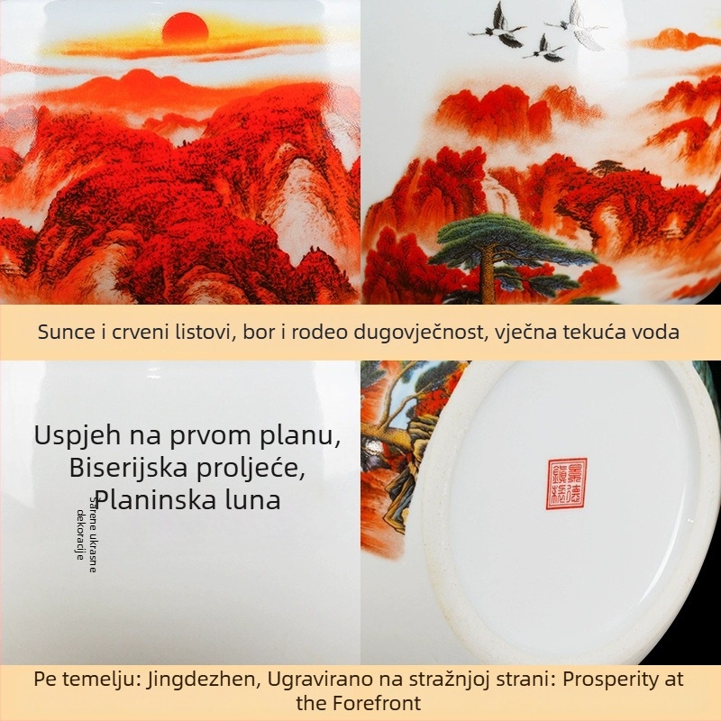 Keramički ukrasni zdjel - zdjela sreće, kineskog stila cilindrični oblik, spremna za poklon