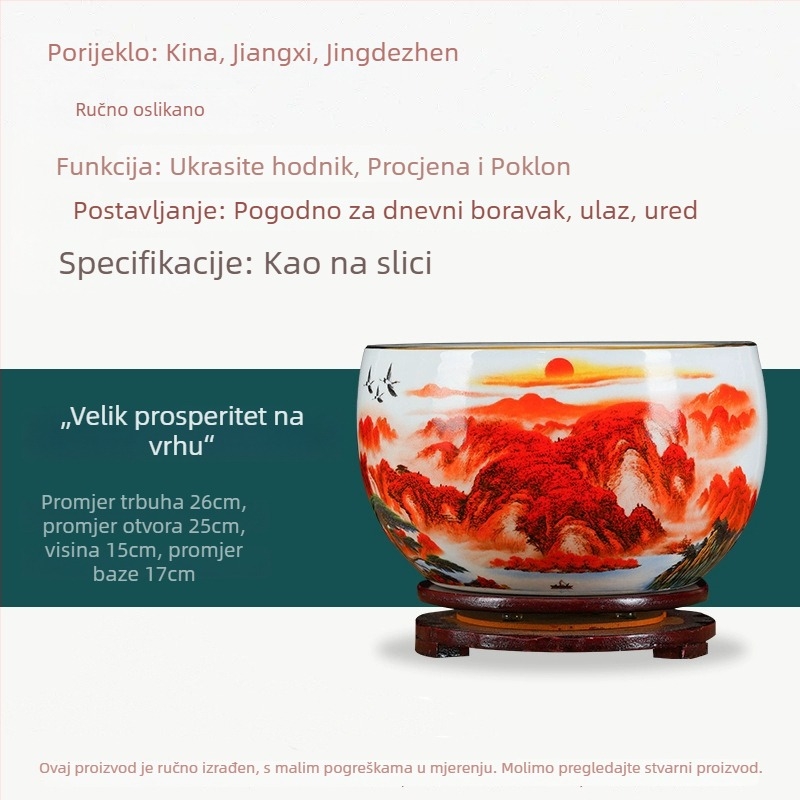 Keramički ukrasni zdjel - zdjela sreće, kineskog stila cilindrični oblik, spremna za poklon