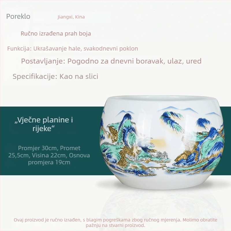Keramički ukrasni zdjel - zdjela sreće, kineskog stila cilindrični oblik, spremna za poklon