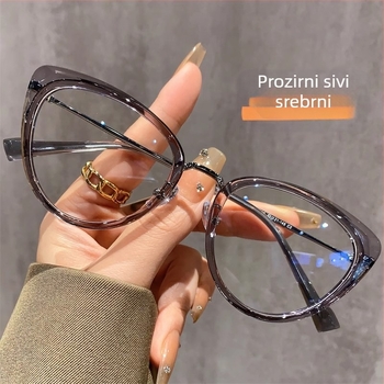 Cat-eye naočale za kratkovidnost s premazom protiv plavog svjetla, okvir TR90+metal, model F-71028, podesivi okvir.