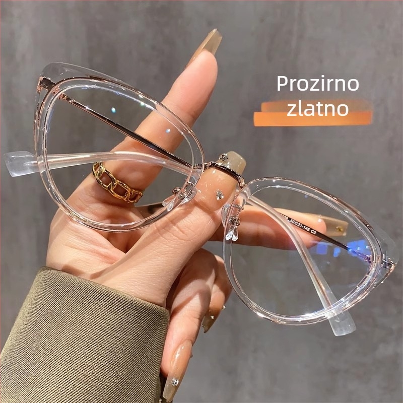 Cat-eye naočale za kratkovidnost s premazom protiv plavog svjetla, okvir TR90+metal, model F-71028, podesivi okvir.