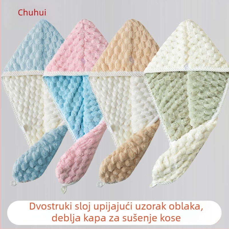 Bochuhui kapa za sušenje kose – Dvostruka, Super upijajuća, Brzo sušenje, Koralni flis, 150D
