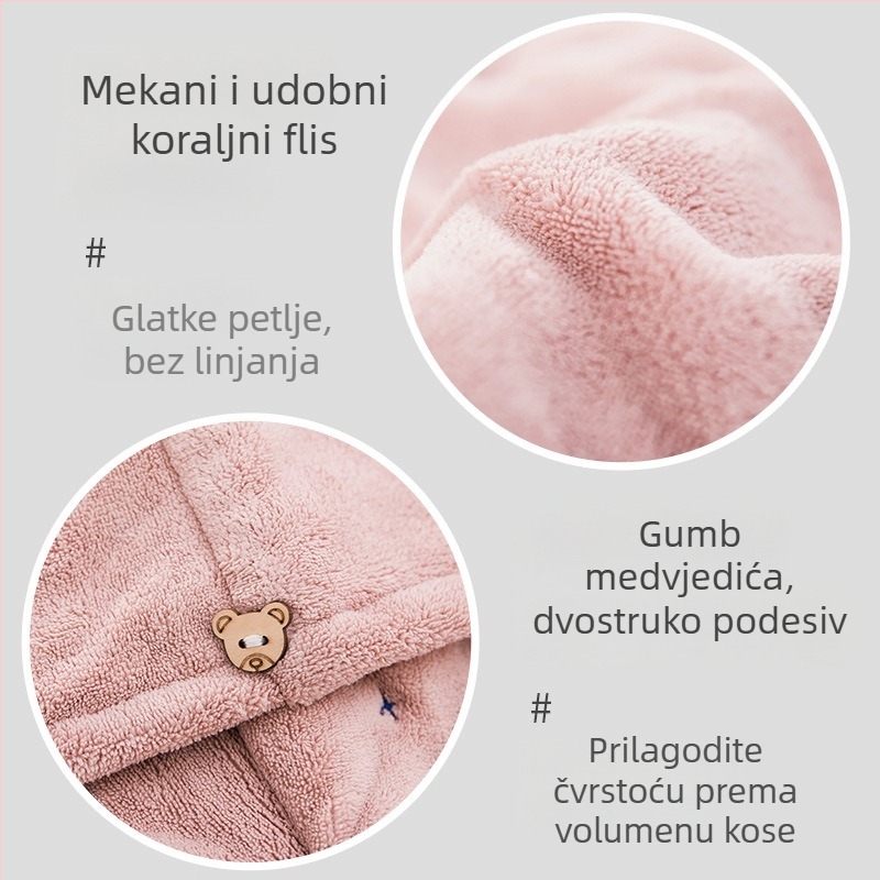 Dvostruka kapa za sušenje kose za žene, debela, super upija, brzo sušenje, dvobojna, za odrasle, kućna upotreba