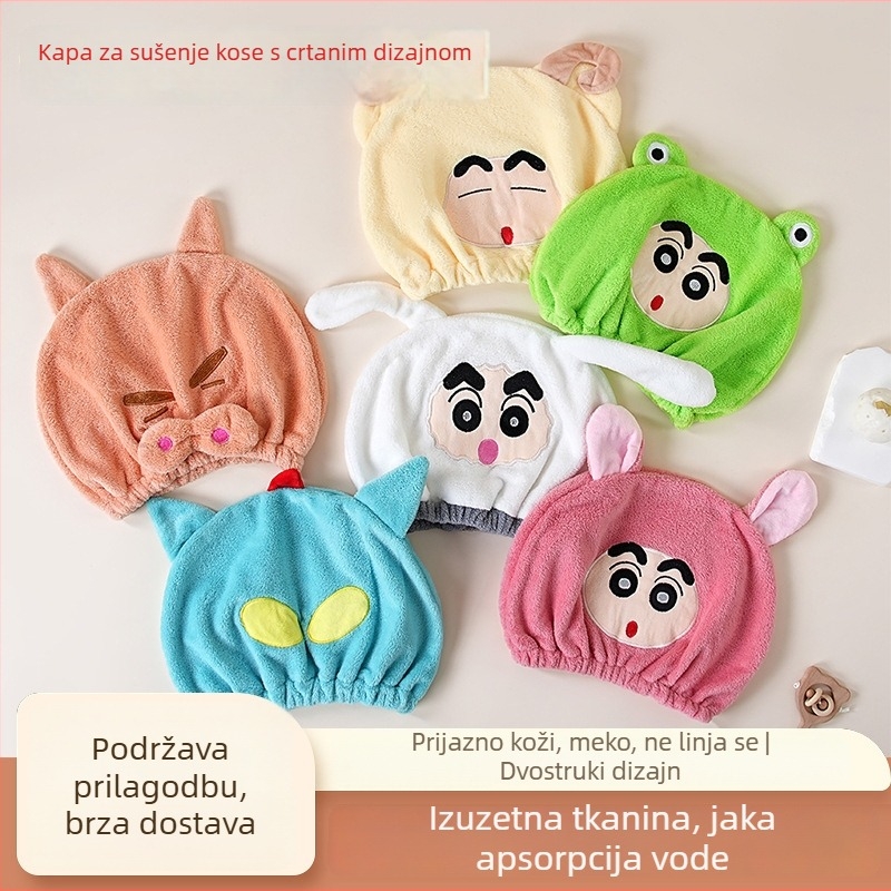 Kapa za sušenje kose s crtama, debeli upijajući omotač za glavu, crtani ručnik za sušenje kose za djevojke, japanski stil