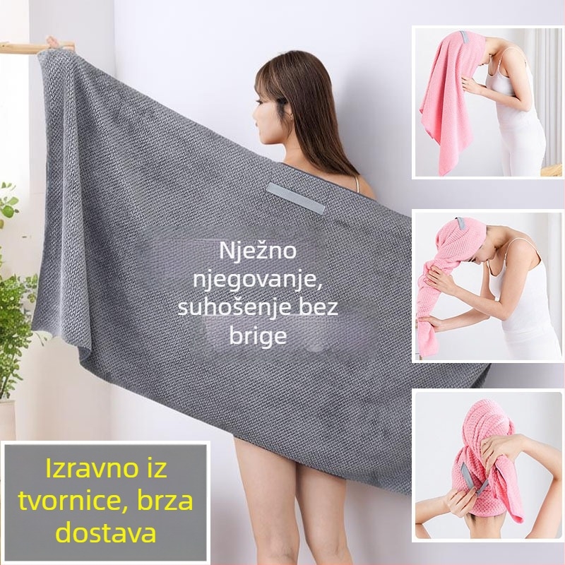 Kapa za sušenje kose, koralni velur, 150D pređa, ravno tkanje, težina približno 150 g