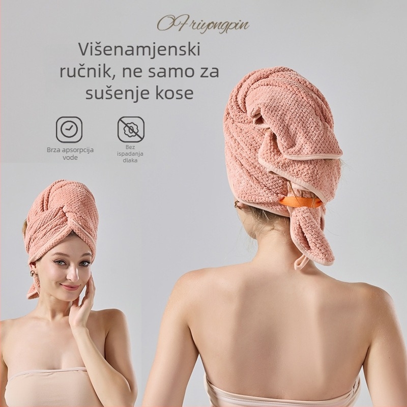 Suha kapa za kosu za sušenje s koralnim velurom, uzorak ananas mreža, 150D vlakno, težina >200 g, brzo sušenje i visoka apsorpcija.