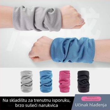 Sportski ručnik za zapešće - poliester, brzo suši, upija znoj, hladna ledena krpa, s tiskanim logotipom