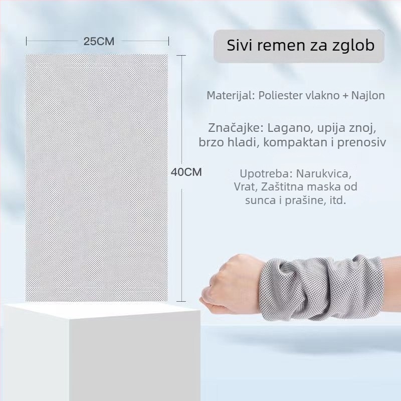 Sportski ručnik za zapešće - poliester, brzo suši, upija znoj, hladna ledena krpa, s tiskanim logotipom