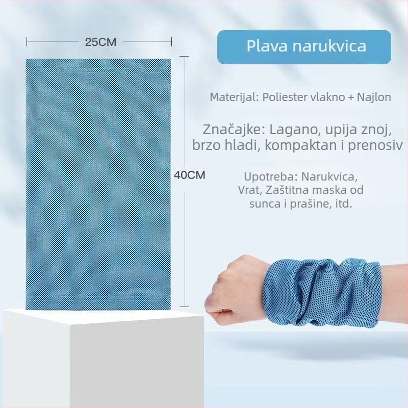 Sportski ručnik za zapešće - poliester, brzo suši, upija znoj, hladna ledena krpa, s tiskanim logotipom