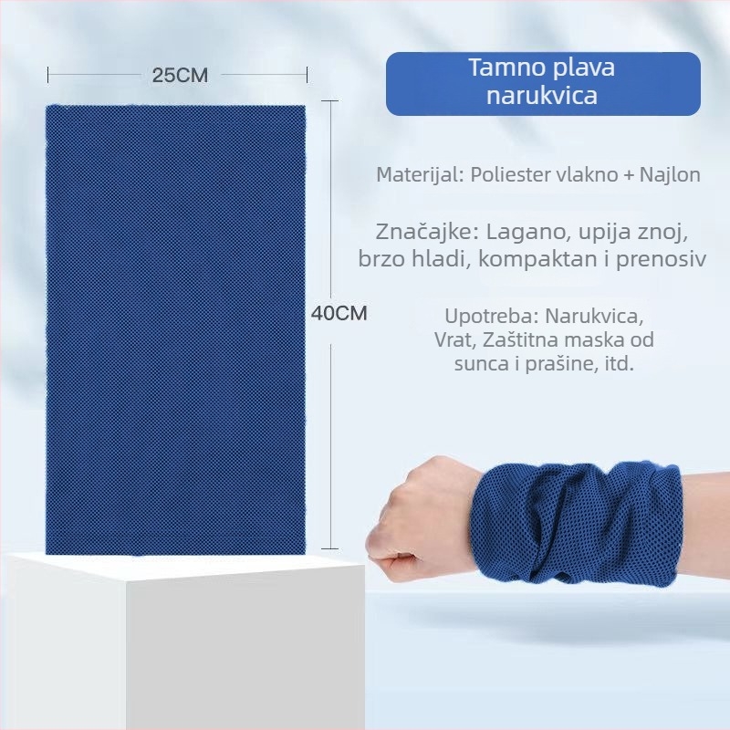 Sportski ručnik za zapešće - poliester, brzo suši, upija znoj, hladna ledena krpa, s tiskanim logotipom