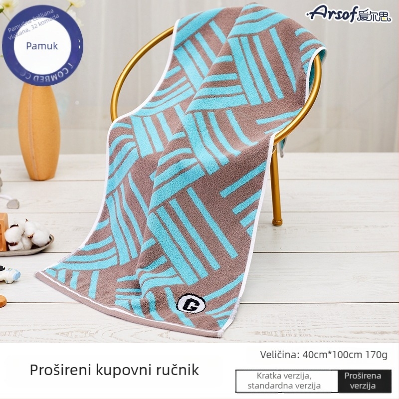 Veliki pamučni kupaonski ručnik za muškarce – 78,4% pamuk / 21,6% poliester, 100D pređa, obična tkanina