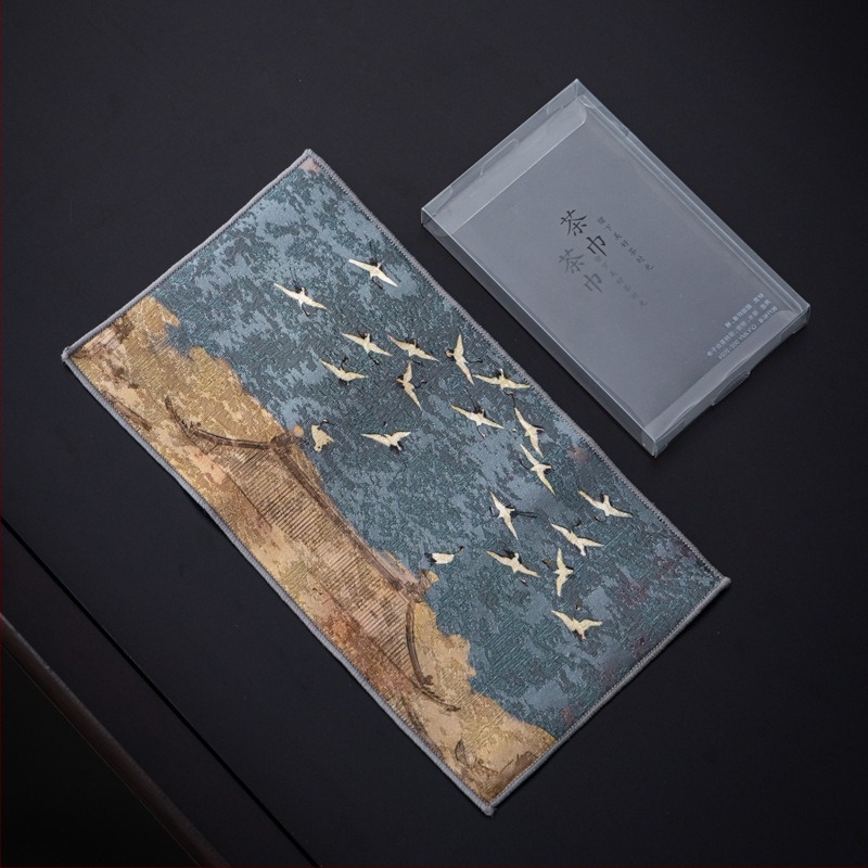 Čajna krpa od tkanine, dvostrana s logom, Novi kineski stil, lansirano, pakiranje 100 komada