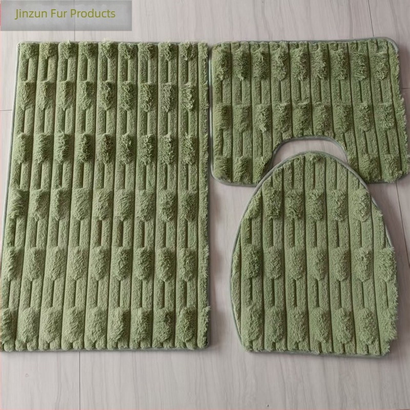 Set jastučića za WC sjedalo od pliša, tkan, kvadratnog oblika, jedne boje, protuklizni kupaoničko, uključuje dva prostirke za pod