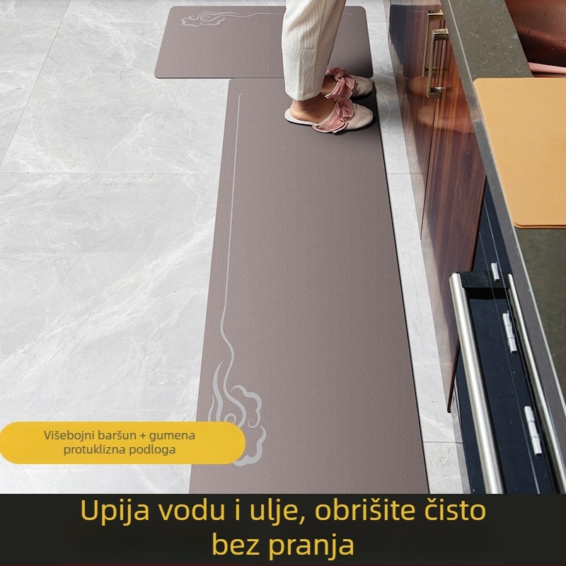Kuhinjska podloga od diatomske gline, protuklizna, mekana podloga, gumeni stražnji dio, brzo sušenje, može se rezati