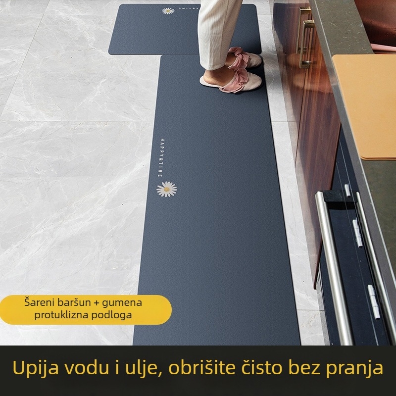Kuhinjska podloga od diatomske gline, protuklizna, mekana podloga, gumeni stražnji dio, brzo sušenje, može se rezati