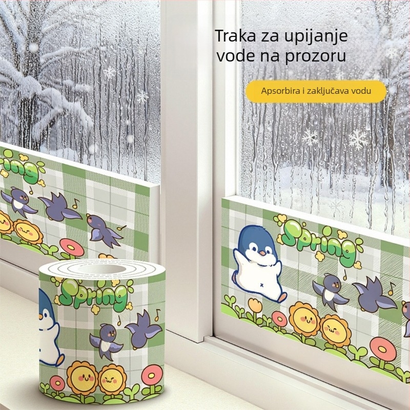 Prozorski samoljepljivi naljepnice za apsorpciju vode zimi – vodootporne staklene naljepnice, zadebljane za sprječavanje toka vode s prozorskog praga, za dnevni boravak