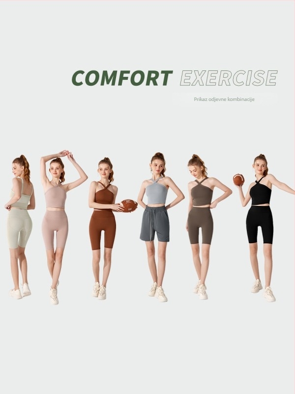Ženski sportski halter top s jastučićem za dojke i atraktivnim leđima, za jogu — Materijal: Nude Nylon Lycra; Glavni materijal: Nylon; Podstava: Spandex; Vrsta košarice: Puni; Oblik košarice: Srednji; Trake ramena: Fiksne dvostruke